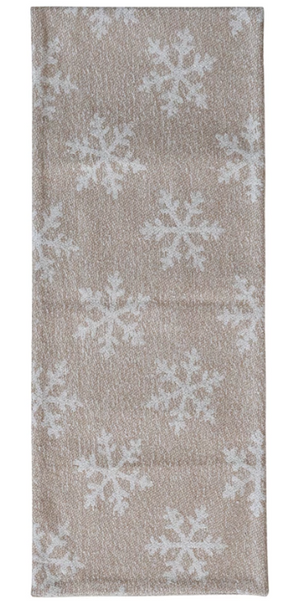 Woven Recycled Fabric Jacquard Table Runner with Snowflake Pattern