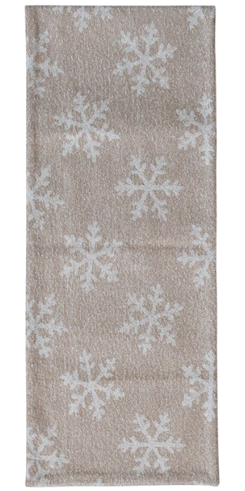 Woven Recycled Fabric Jacquard Table Runner with Snowflake Pattern