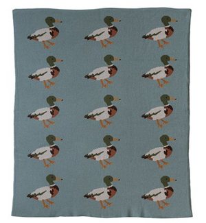 Cotton Knit Baby Blanket w/ Ducks