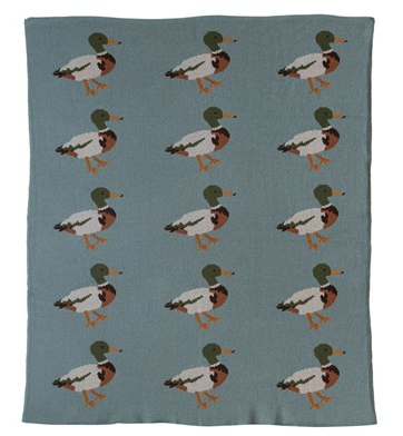 Cotton Knit Baby Blanket w/ Ducks