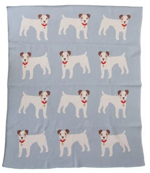Cotton Knit Baby Blanket w/ Dogs