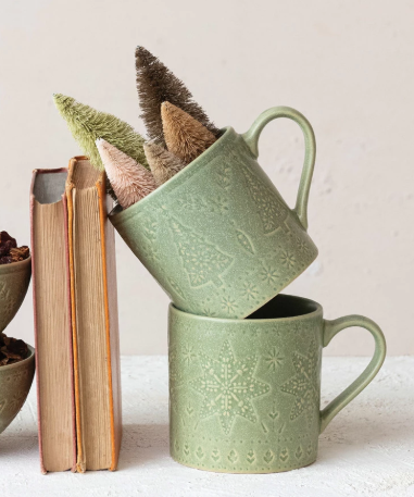 16 oz. Debossed Christmas Stoneware Mug