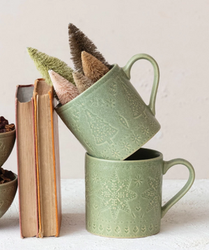 16 oz. Debossed Christmas Stoneware Mug