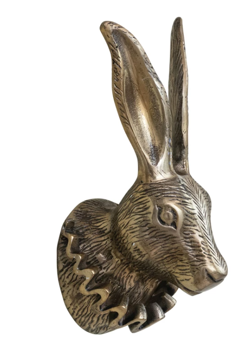 Cast Aluminum Rabbit Head with Ruff Collar Wall Décor