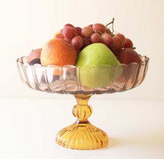 Multi Colored Scalloped Glass Compote
