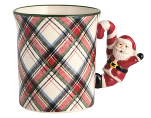Santa Tartan Figural Handle Mug