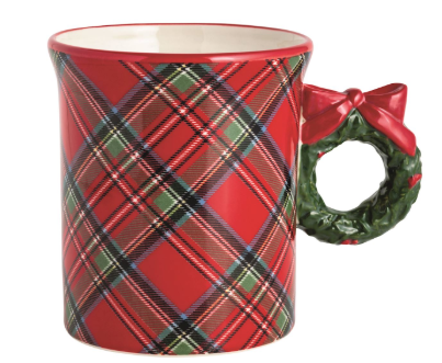 Wreath Tartan Figural Handle Mug