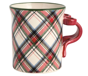 Bow Tartan Figural Handle Mug