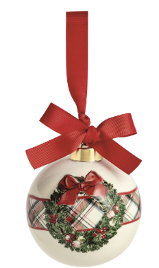 Wreath Tartan Stripe Ornament
