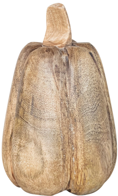 5 3/4" tall Carved Mango Wood Pumpkin