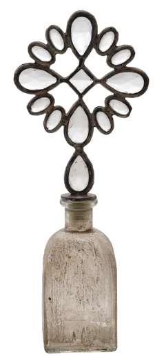 Decorative Glass Bottle with Zinc Alloy Stopper, Distressed Finish