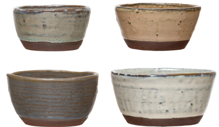 Stoneware Bowls with Reactive Glaze, Set of 4