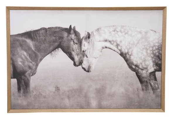Wood Framed Canvas Wall Décor with Horse Photography