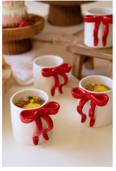 Ceramic Christmas Bow Coffee Mug