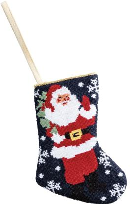 Santa Needle Point Stocking Ornament