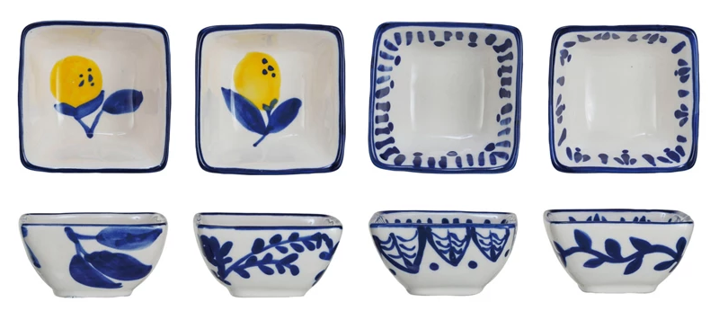 Hand-Painted Stoneware Dish with Lemons