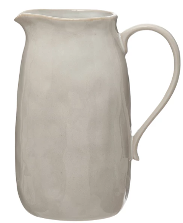 White Stoneware Pitcher, Reactive Glaze