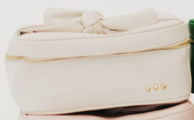 Madelyn Bow Makeup Bag- Cream