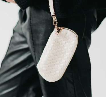 Dylan Woven Sunglass Case Wristlet- Cream