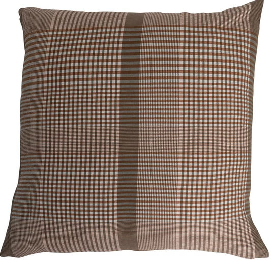 28" Square Woven Cotton Plaid Pillow