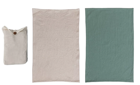 Cotton Waffle Weave Tea Towels, Set of 2 in Bag