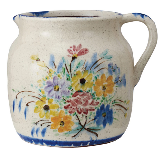 Decorative Terra-cotta Pitcher w/ Flowers
