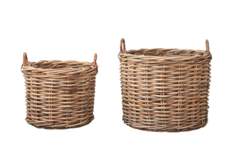 Woven Rattan Basket w/ Handles