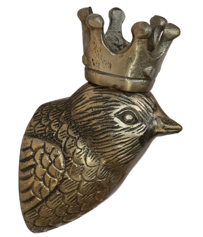 Cast Aluminum Bird Head with Crown Wall Decor