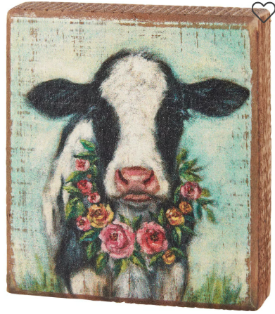 Floral Calf Block Sign