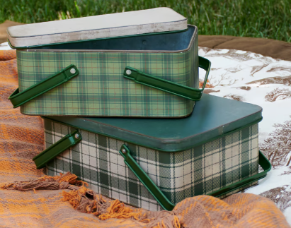 Green Tartan Bin