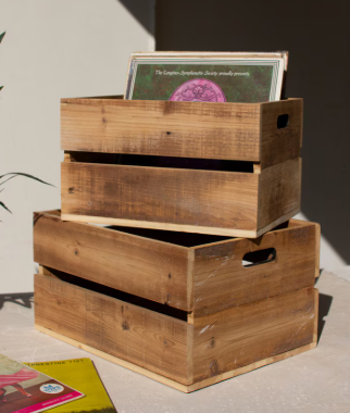 Slatted Wooden Crates - Natural finish 2 sizes
