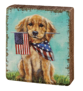 Puppy Flags Block Sign
