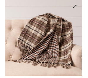 Brown Plaid reversible throw