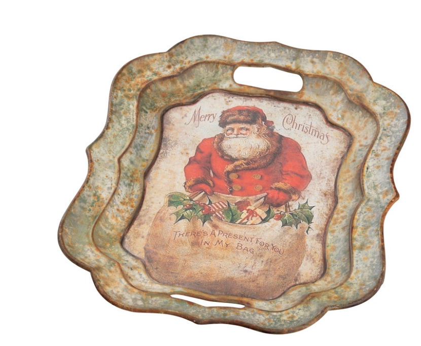 Vintage Santa With Bag Tray