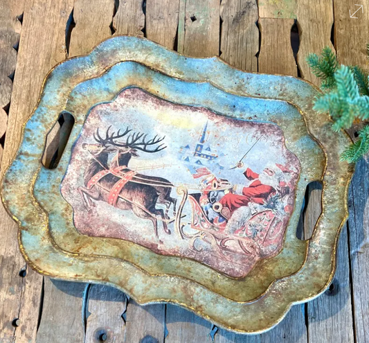 Santa On Sleigh Tray
