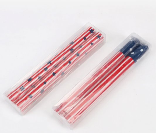 Star Spangled Taper Candle set of 2 9"