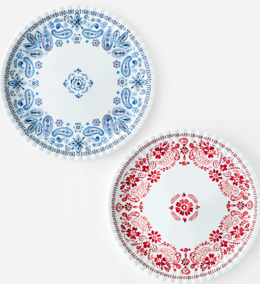 American Holiday "paper plate" set of 4 assorted melamine