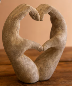 Faux Concrete Heart Hands Sculpture