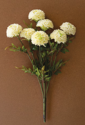 Bundle of 7 Artificial White Ball Dahlias