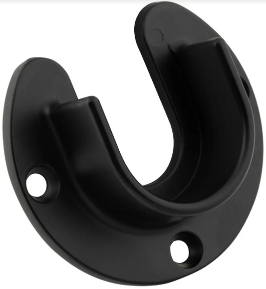 Matte Black Open Screw-In Mounting Bracket for 1-5/16" Round Closet Rods