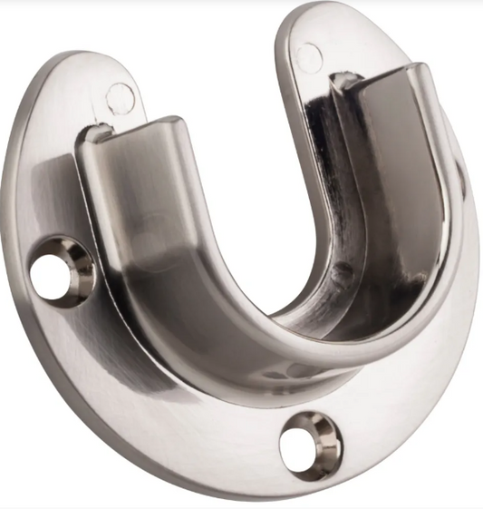 Satin Nickel Open Screw-In Mounting Bracket for 1-5/16" Round Closet Rods