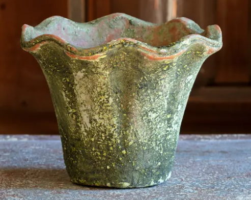 Aged Ruffled Edged Pot