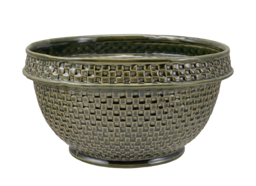 Stoneware Basket Weave Bowl, Green