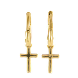 Gold Cross Huggie Earrings