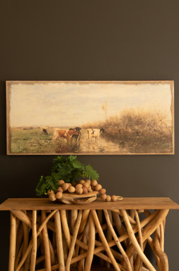 Canvas Paint Over Print Cows