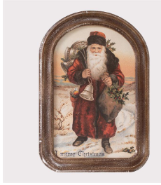 Arched Wood Frame Santa Print