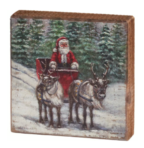 Santa's Sleigh Block Sign