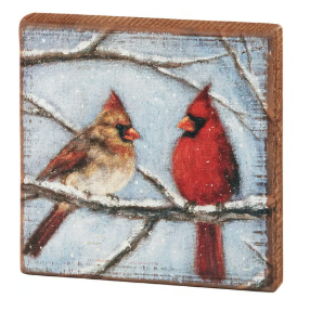 Cardinal Couple Block Sign