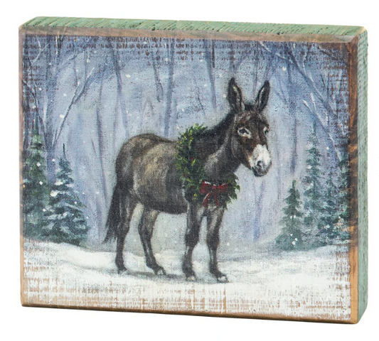 Snowy Donkey Block Sign