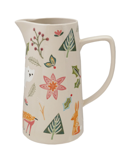 2 Quart Hand-Painted Stoneware Pitcher